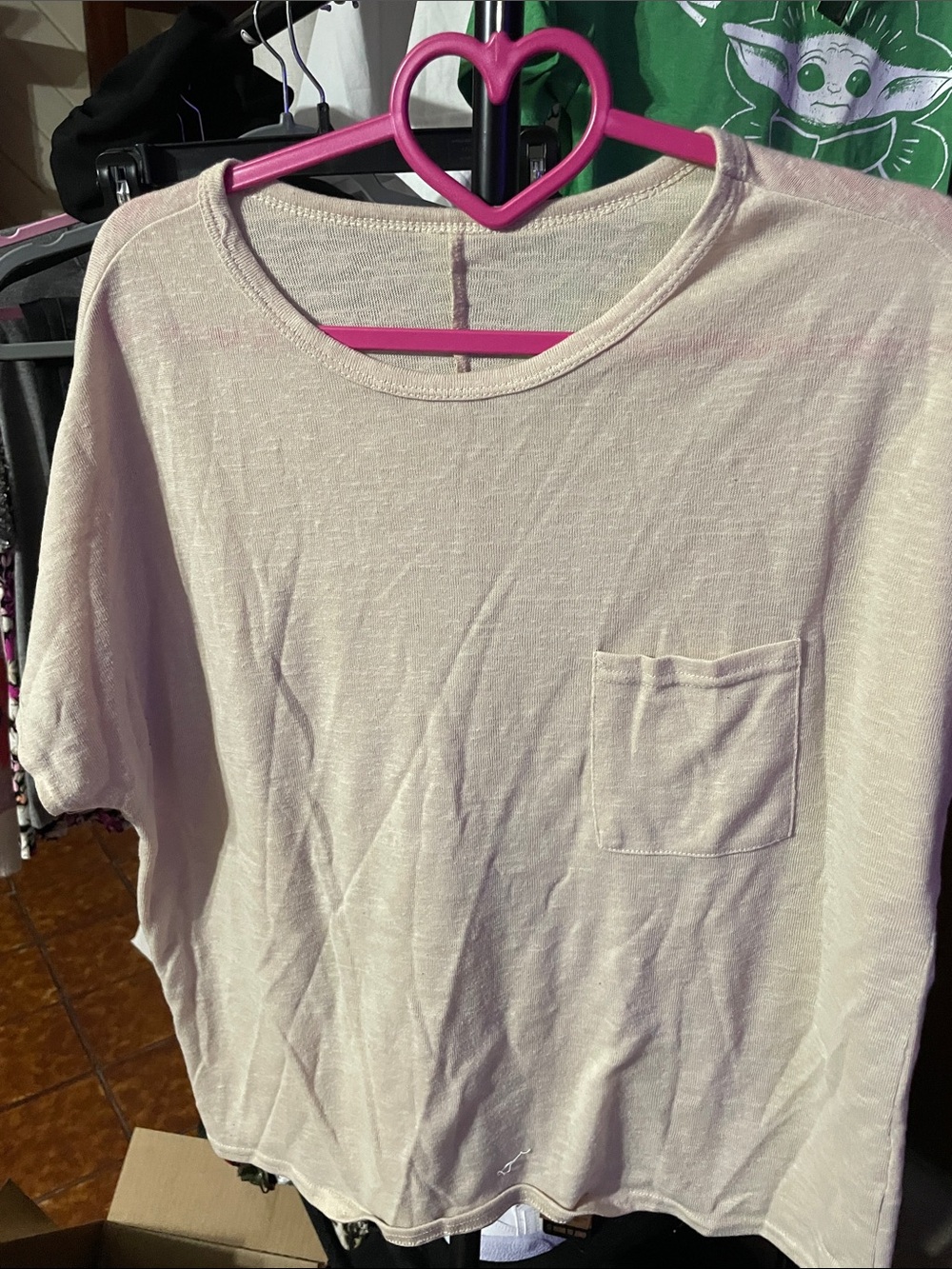 Women's Pale Pink Short Sleeve Pocket Tee